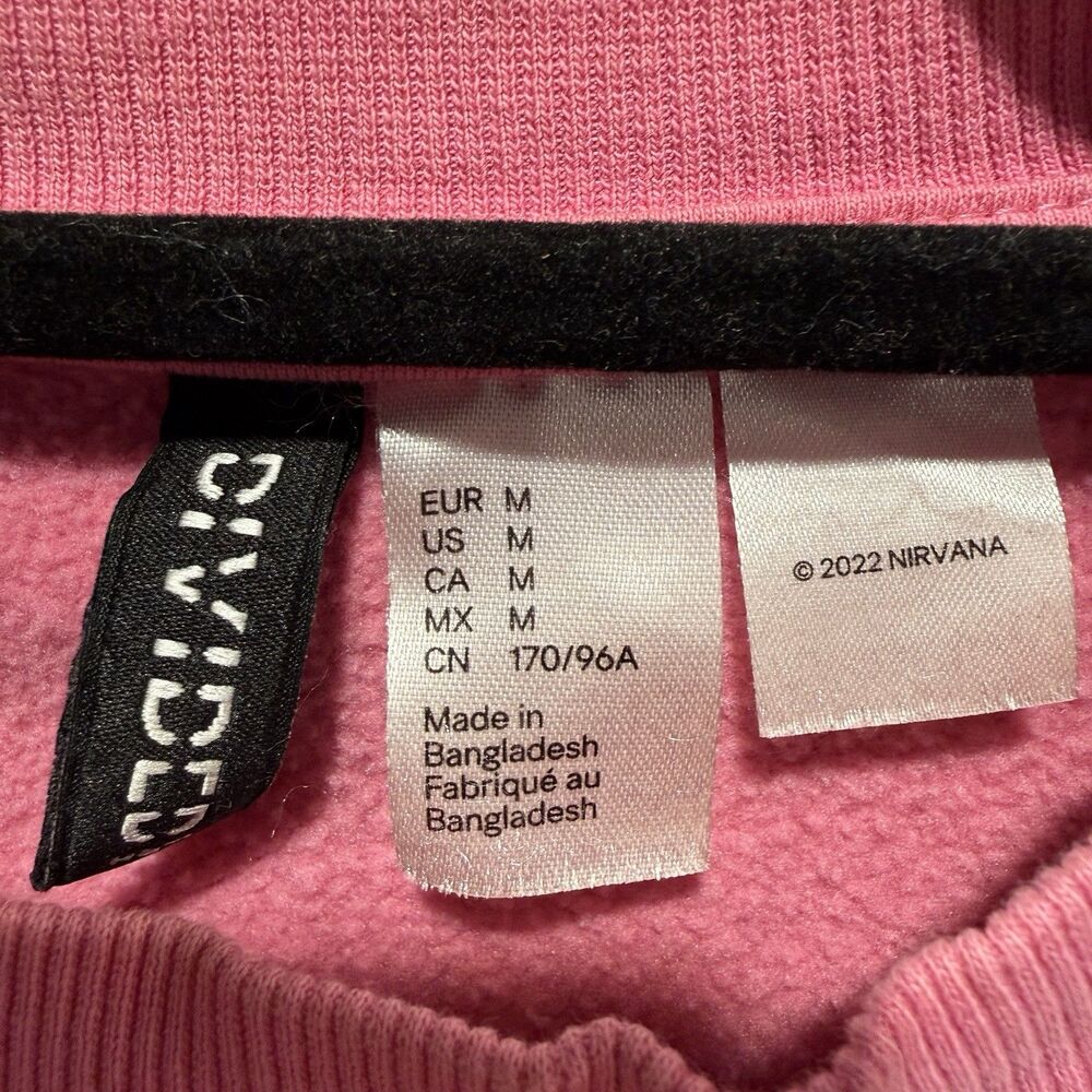 H&M Nirvana In Utero Crewneck Sweatshirt Women Medium Oversized Pink Music - Picture 4 of 9